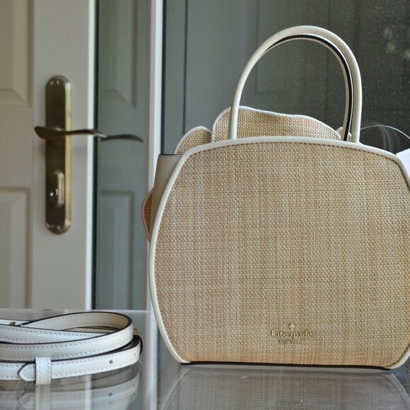 Kate Spade KK969 Flora Rose Straw Crossbody - Picture 5 of 13